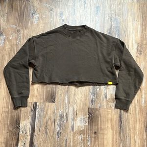 Yellow the Label Brown Cropped Sweatshirt